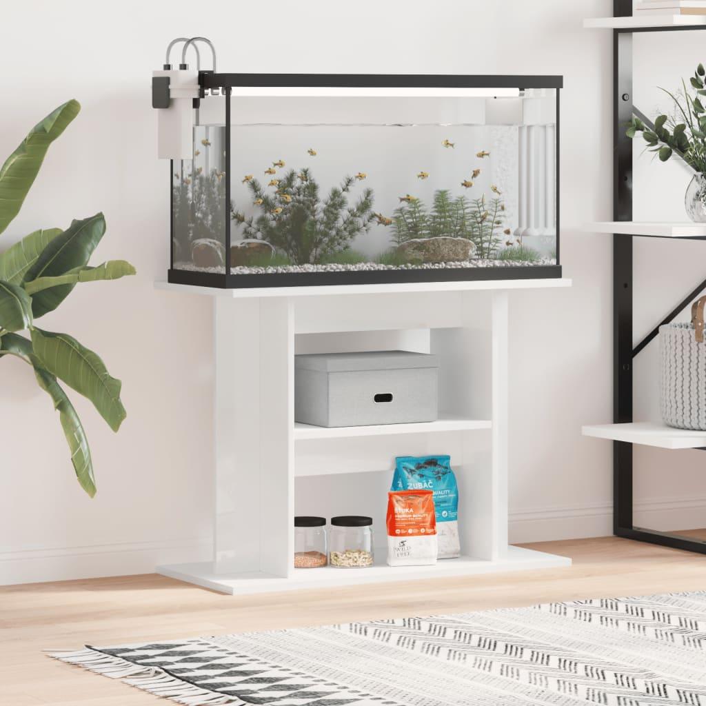 Hvid Akvariebord 80x35x60 Konstrueret Træ Højglans - Boligcenter Akvarie  - 8720845417796
