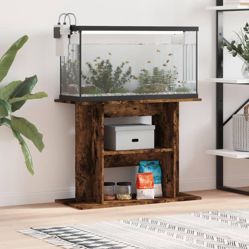 Akvariebord 80x35x60 Konstrueret Træ Røget Egetræsfarve - Boligcenter Akvarie  - 8720845417826