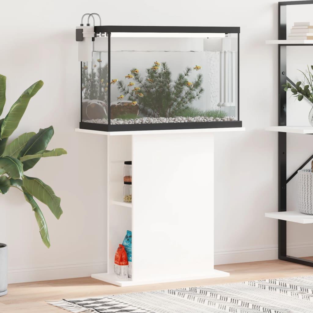 Hvid Akvariebord 75x36x72 Konstrueret Træ Højglans - Boligcenter Akvarie  - 8720845418519