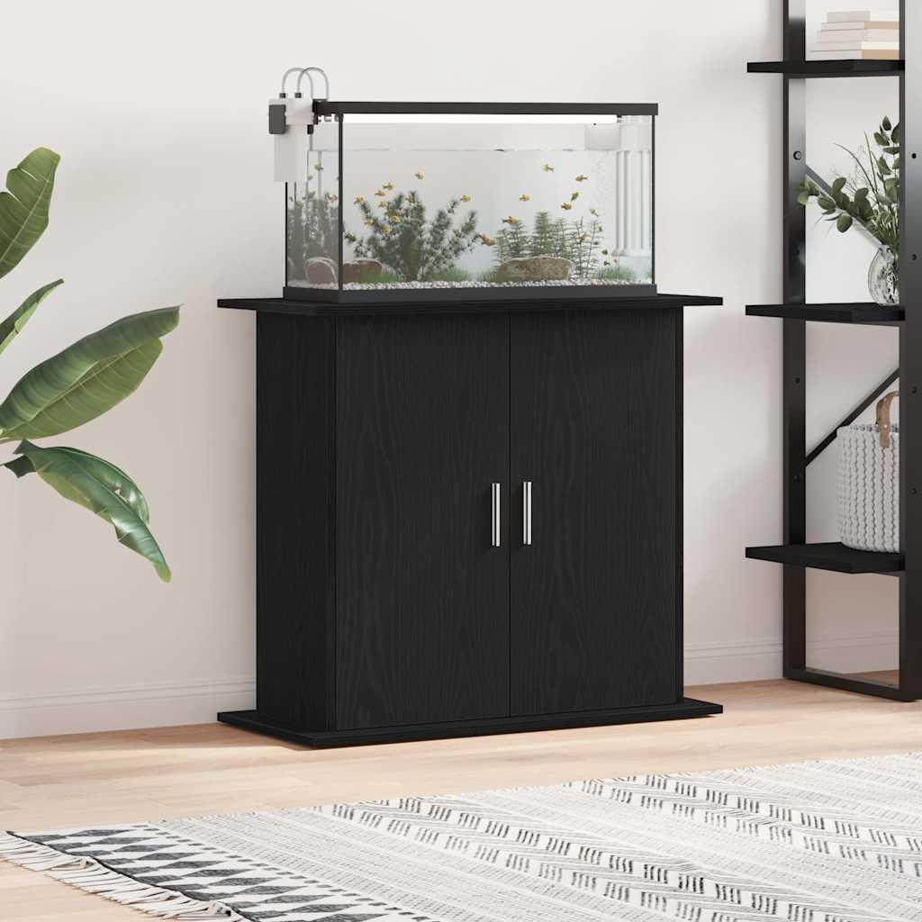 Sort Akvariebord 81x36x73 Konstrueret Træ Egetræsfarve - Akvarie  - 8721158725288